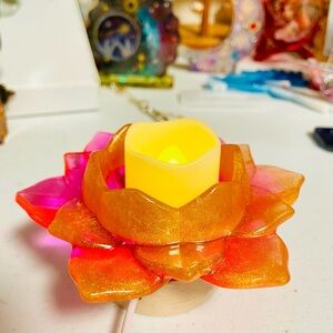 Handmade Resin Lotus Candle Holder